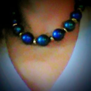 Peacock blue vintage necklace
